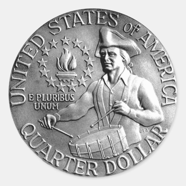 Bicentenial Quater Coin Classic Round Sticker (Front)