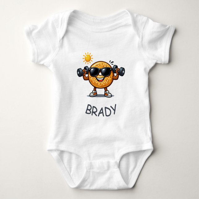 Bicep Bagel Baby Bodysuit (Front)