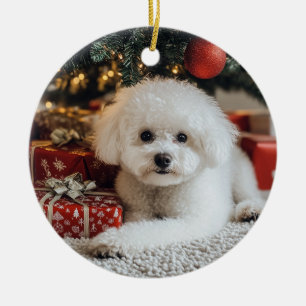 Bichon Christmas Ceramic Tree Decoration