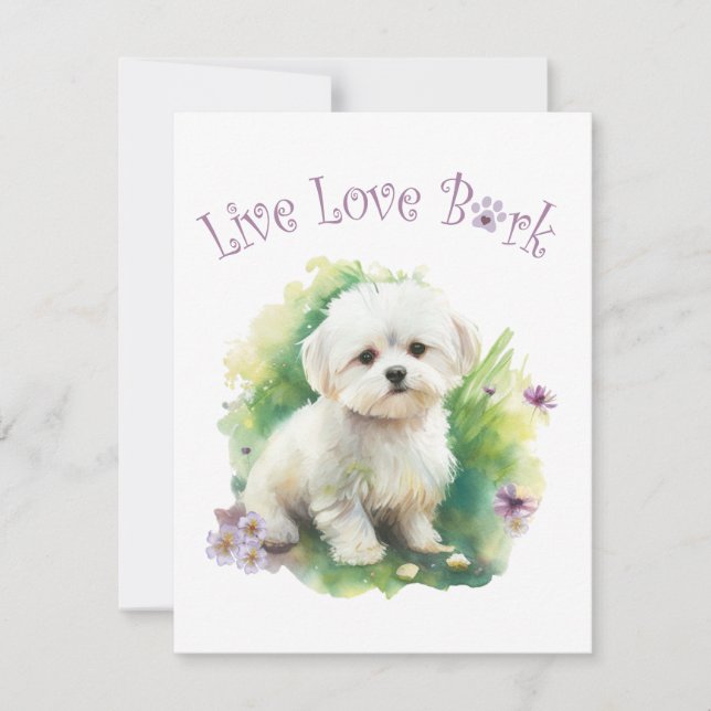 Bichon Dog Mum Floral Card (Front)