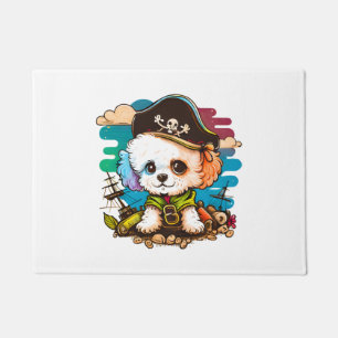 Bichon Dog Pirate Doormat