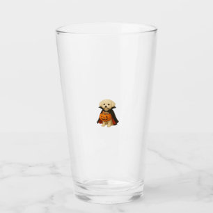 Bichon Fris� Halloween Vampire Pup with Pumpkin Ba Glass