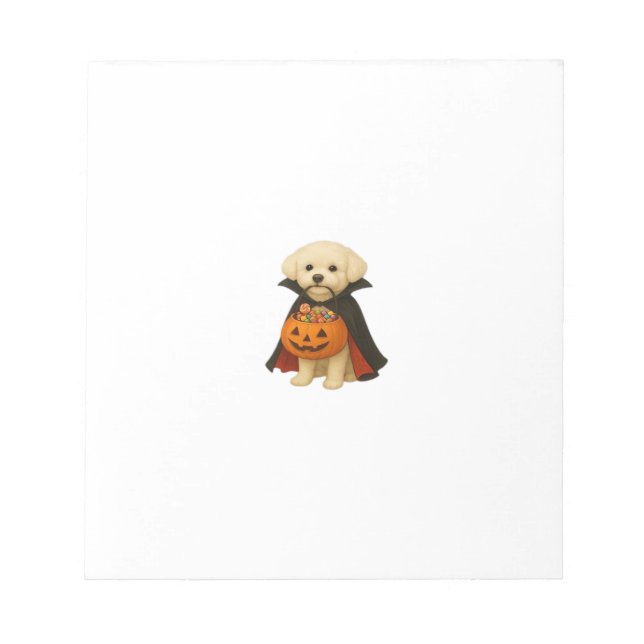 Bichon Fris� Halloween Vampire Pup with Pumpkin Ba Notepad (Front)
