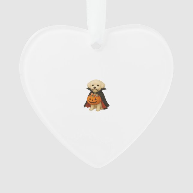 Bichon Fris� Halloween Vampire Pup with Pumpkin Ba Ornament (Front)