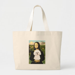 Bichon Frise 2R - Mona Lisa Large Tote Bag
