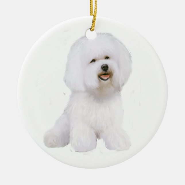 Bichon Frise (A) Ceramic Tree Decoration (Front)
