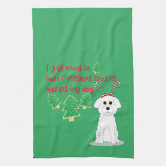 Bichon Frise and Christmas Cookie Humour Tea Towel