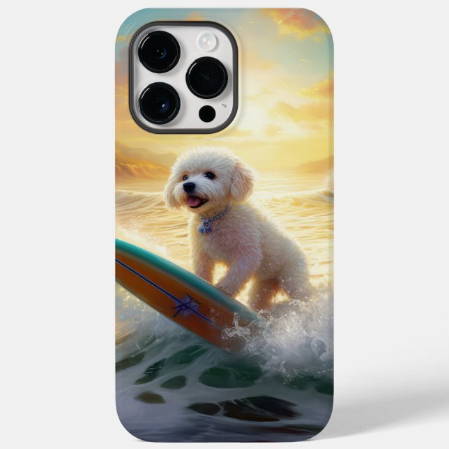 Bichon Frise Beach Surfing Painting  Case-Mate iPhone Case (Back)