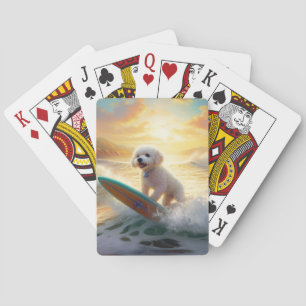 Bichon Frise Beach Surfing Painting Playing Cards
