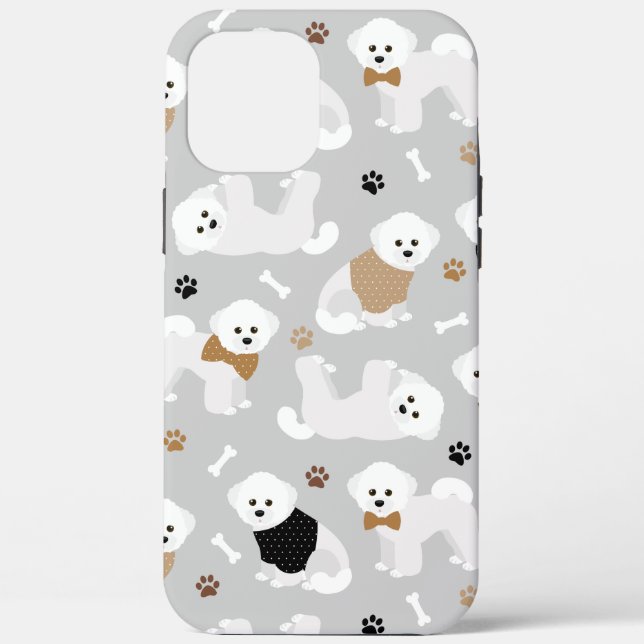 Bichon Frise Bones and Paws Grey Case-Mate iPhone Case (Back)
