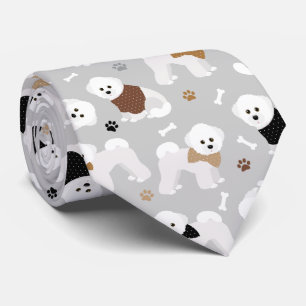 Bichon Frise Bones and Paws Grey Tie
