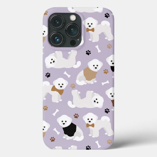 Bichon Frise Bones and Paws Purple Case-Mate iPhone Case (Back)