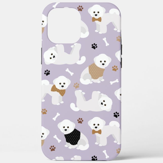 Bichon Frise Bones and Paws Purple Case-Mate iPhone Case (Back)
