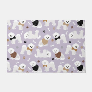 Bichon Frise Bones and Paws Purple Doormat