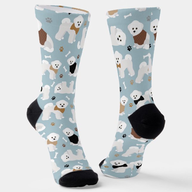 Bichon Frise Bones and Paws Socks (Angled)
