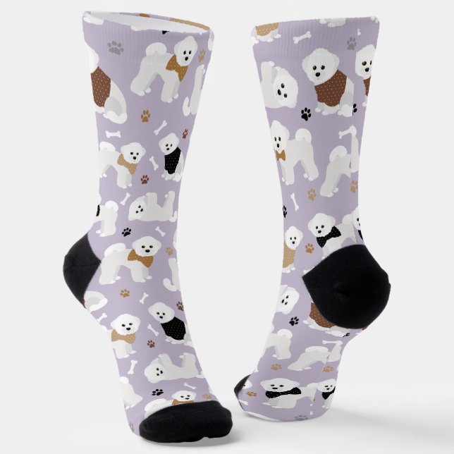 Bichon Frise Bones and Paws Socks (Angled)