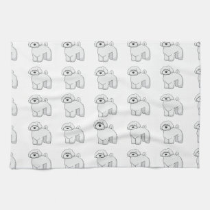 bichon frise cartoon tea towel