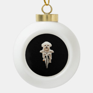 Bichon Frise Ceramic Ball Christmas Ornament