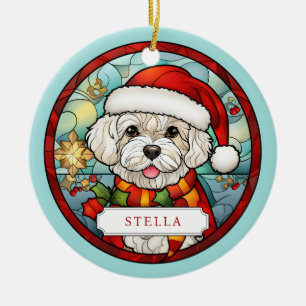 Bichon Frise Ceramic Circle Ornament