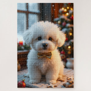 Bichon Frise Christmas Art Jigsaw Puzzle