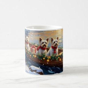Bichon Frise Christmas Boat Holiday Coffee Mug