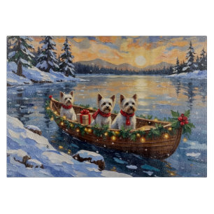 Bichon Frise Christmas Boat Holiday Cutting Board