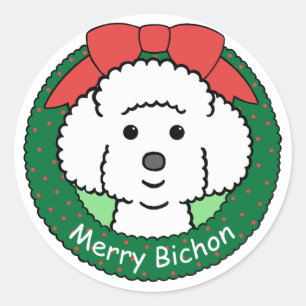 Bichon Frise Christmas Classic Round Sticker