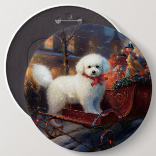 Bichon Frise Christmas Festive Season  6 Cm Round Badge