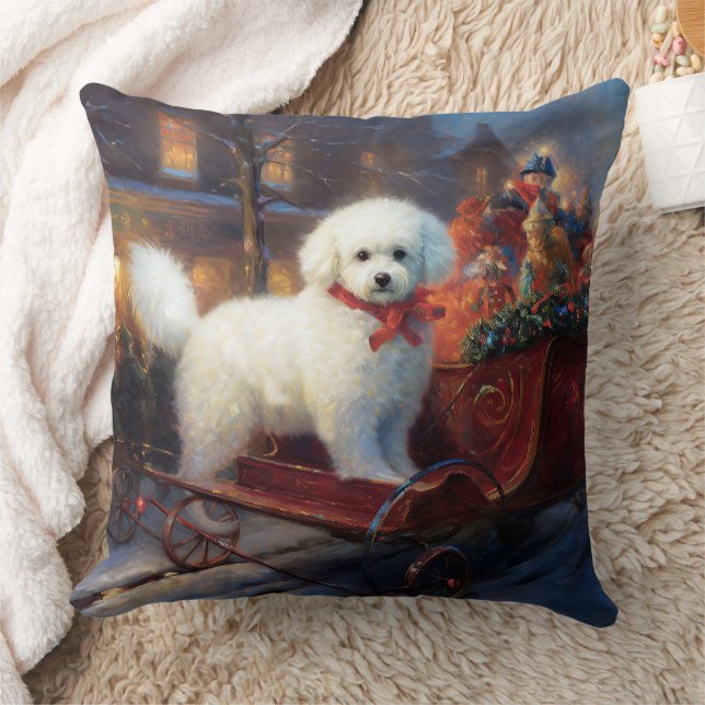 Bichon Frise Christmas Festive Season  Cushion (Blanket)