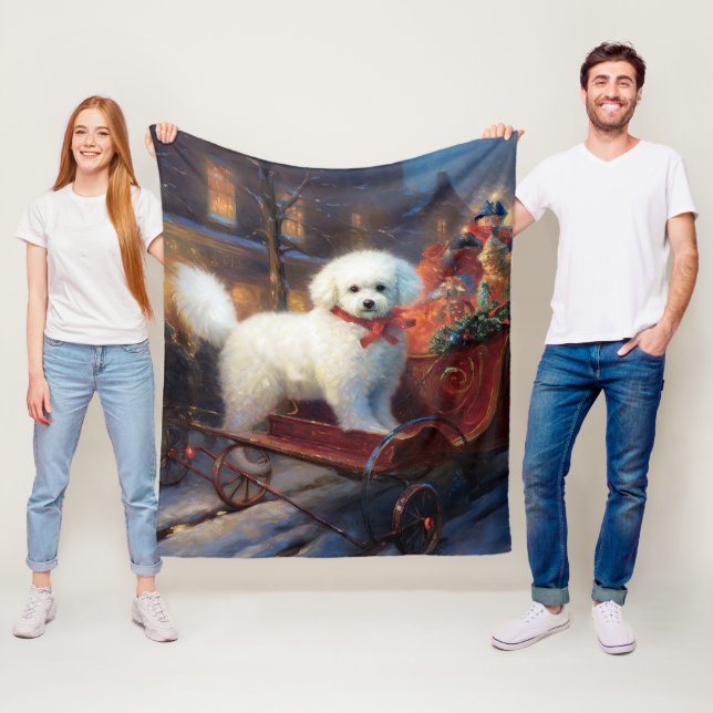 Bichon Frise Christmas Festive Season  Fleece Blanket (In Situ)