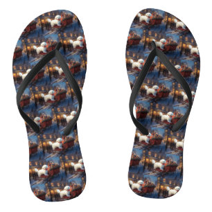Bichon Frise Christmas Festive Season Flip Flops