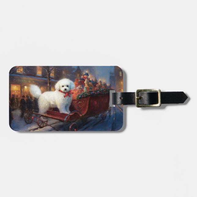 Bichon Frise Christmas Festive Season  Luggage Tag (Front Horizontal)