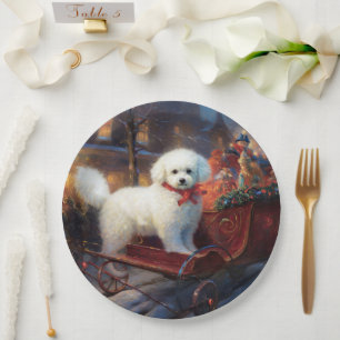 Bichon Frise Christmas Festive Season  Paper Plate