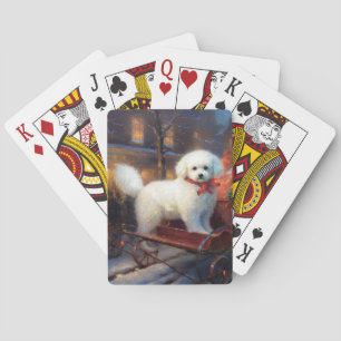 Bichon Frise Christmas Festive Season  Playing Cards