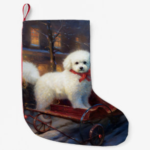 Bichon Frise Christmas Festive Season  Small Christmas Stocking