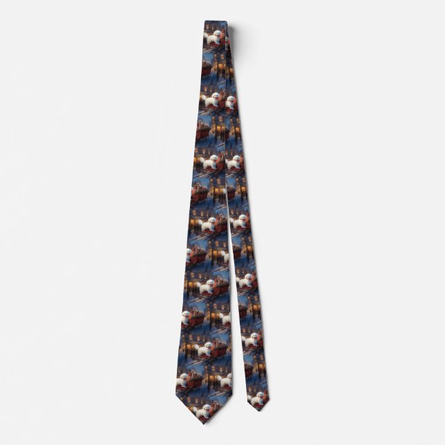 Bichon Frise Christmas Festive Season  Tie (Front)