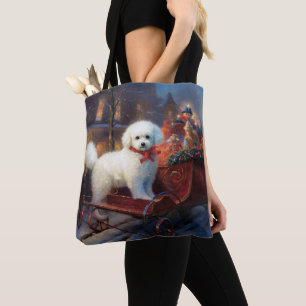 Bichon Frise Christmas Festive Season Tote Bag