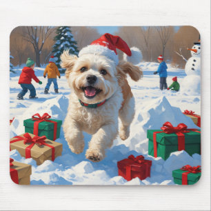 Bichon Frise Christmas Festive Snow Scene Mouse Mat