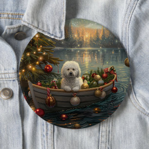 Bichon Frise Christmas Festive Voyage 6 Cm Round Badge