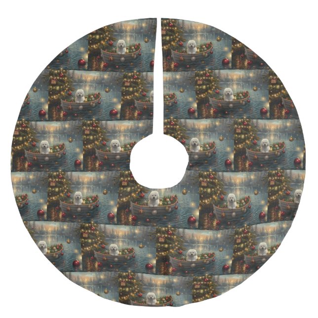 Bichon Frise Christmas Festive Voyage Brushed Polyester Tree Skirt (Front)