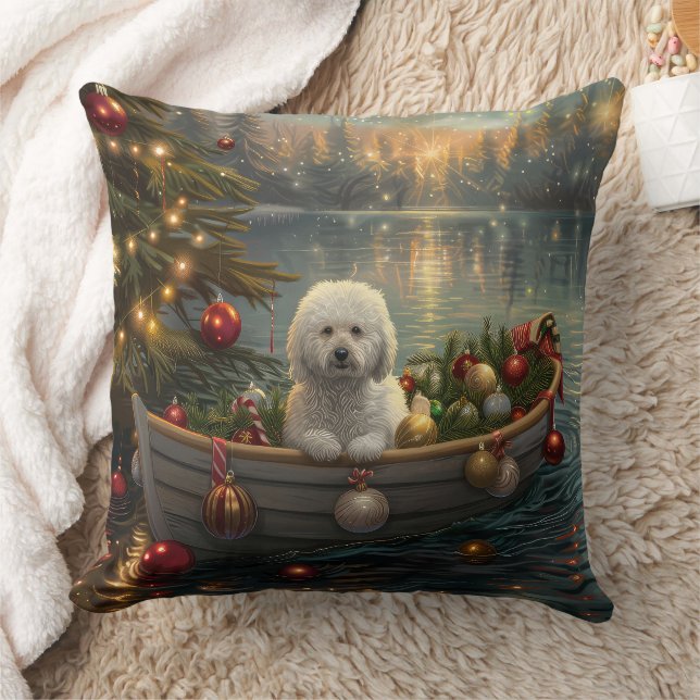 Bichon Frise Christmas Festive Voyage Cushion (Blanket)