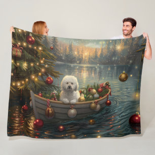 Bichon Frise Christmas Festive Voyage Fleece Blanket
