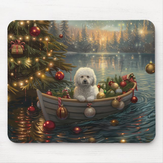 Bichon Frise Christmas Festive Voyage Mouse Mat (Front)
