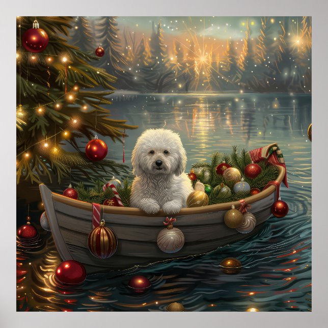 Bichon Frise Christmas Festive Voyage Poster (Front)