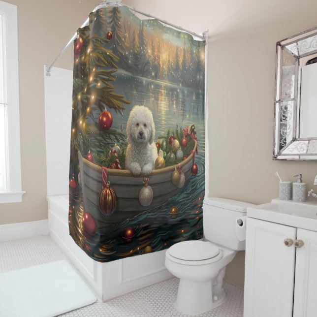 Bichon Frise Christmas Festive Voyage Shower Curtain (In Situ)