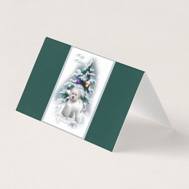 Bichon Frise Christmas Folded Card (Front)