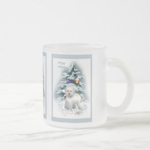Bichon Frise Christmas Gifts Frosted Glass Coffee Mug