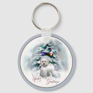Bichon Frise Christmas Gifts Key Ring