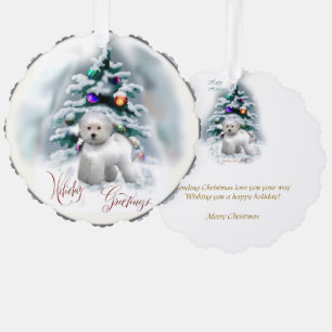 Bichon Frise Christmas Gifts Tree Decoration Card