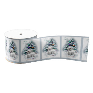 Bichon Frise Christmas Grosgrain Ribbon